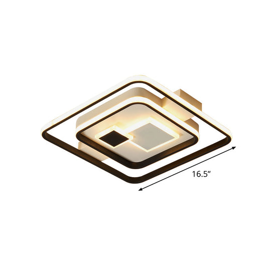 Checkered Acrylic Led Flush Mount Ceiling Light: Warm/White Black - White Modern Style