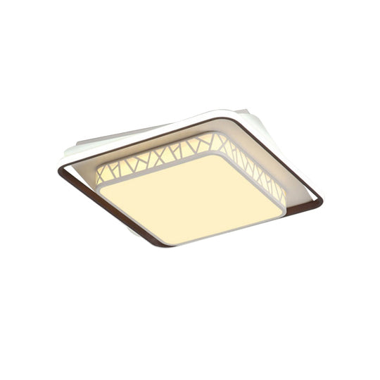 Square Led Flush Mount Lighting: Contemporary Acrylic Ceiling Light For Bedroom