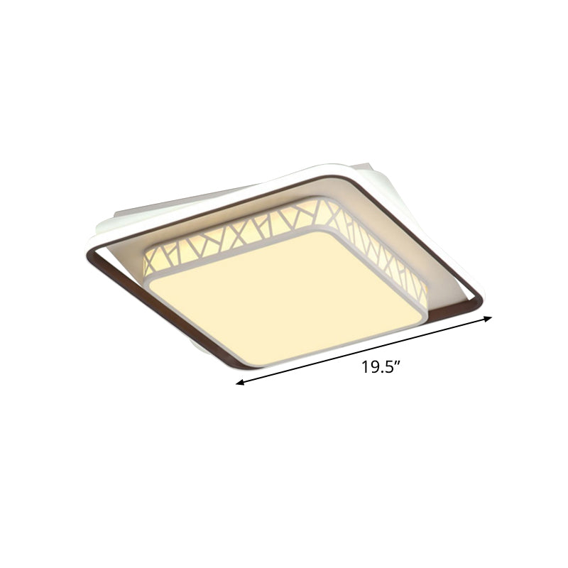 Square Led Flush Mount Lighting: Contemporary Acrylic Ceiling Light For Bedroom