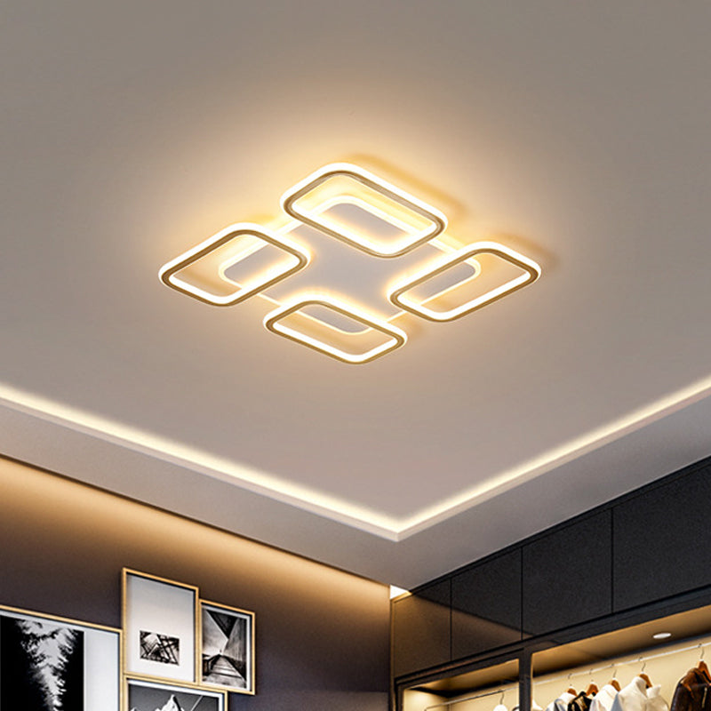 Simplicity Gold Square Acrylic Ceiling Flush Light Led Mount Lighting In Warm/White -