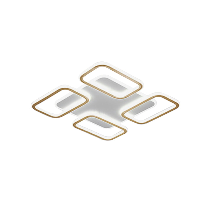 Simplicity Gold Square Acrylic Ceiling Flush Light Led Mount Lighting In Warm/White -