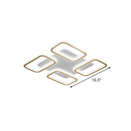 Simplicity Gold Square Acrylic Ceiling Flush Light Led Mount Lighting In Warm/White -