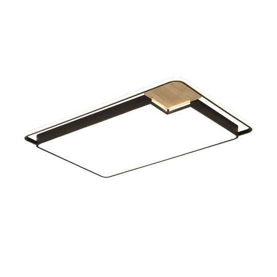 Nordic Acrylic Lounge Led Flush Mount Ceiling Light In Black - Wood Rectangular Splicing Surface