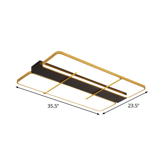 Modern Aluminum Rectangular Led Ceiling Light Fixture In Black And Gold