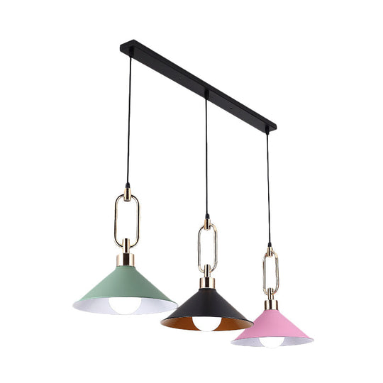 Multi-Light Macaron Pendant Lamp With Colorful Flare And Black Canopy