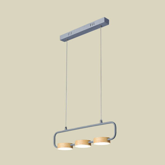 Nordic 3-Light Hanging Pendant With Metal And Wood Accents For Kitchen Island