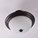 Country Style 2-Light Semi-Mount Close To Ceiling Lamp With White/Amber Glass Shade