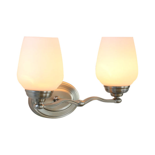 Countryside Silver Opal Glass Vanity Sconce With Cream Cup Shade