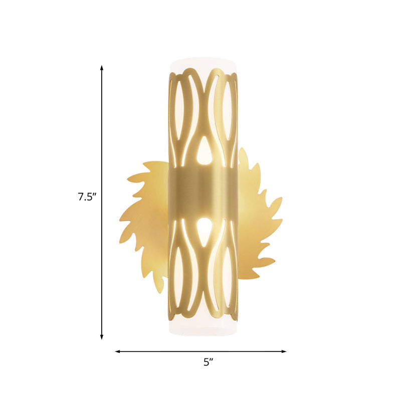 Contemporary Brass Led Cylinder Wall Lamp - Bedside Sconce