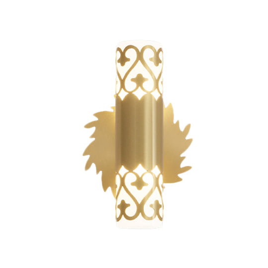 Contemporary Brass Led Cylinder Wall Lamp - Bedside Sconce