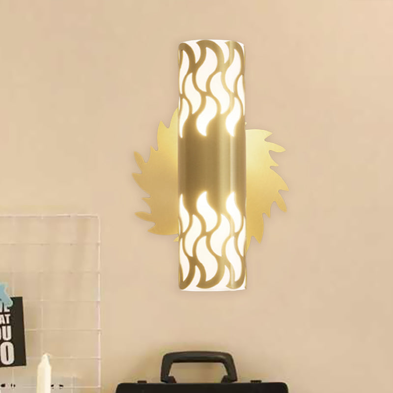 Brass Wall Mount Led Sconce Lamp - Unique Tubular Design For Bedroom Lighting / B