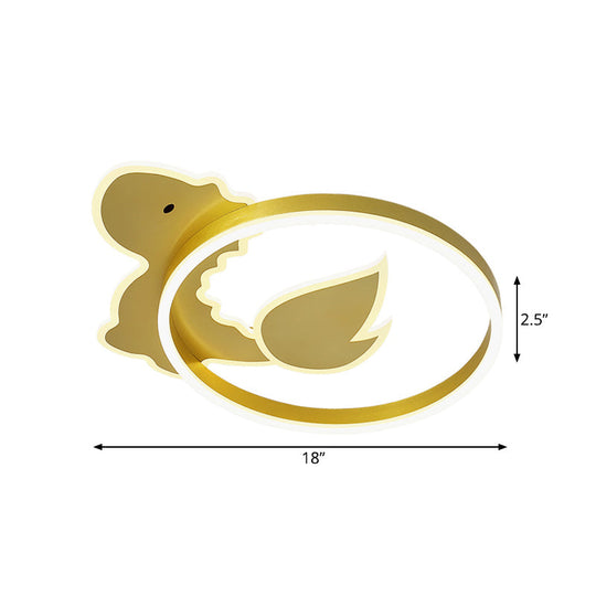 Dinosaur Led Flush Mount Ceiling Lamp For Baby Room In Warm/White Light - Cartoon Acrylic Gold