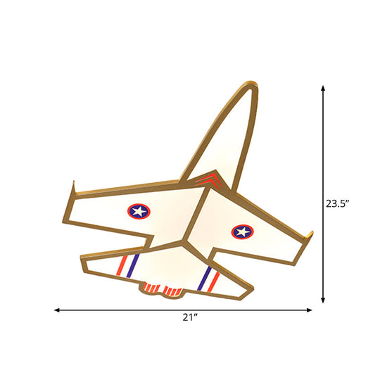 Kids Golden Jet Flushmount Ceiling Light With Acrylic Led For Boys Bedroom (Warm/White)