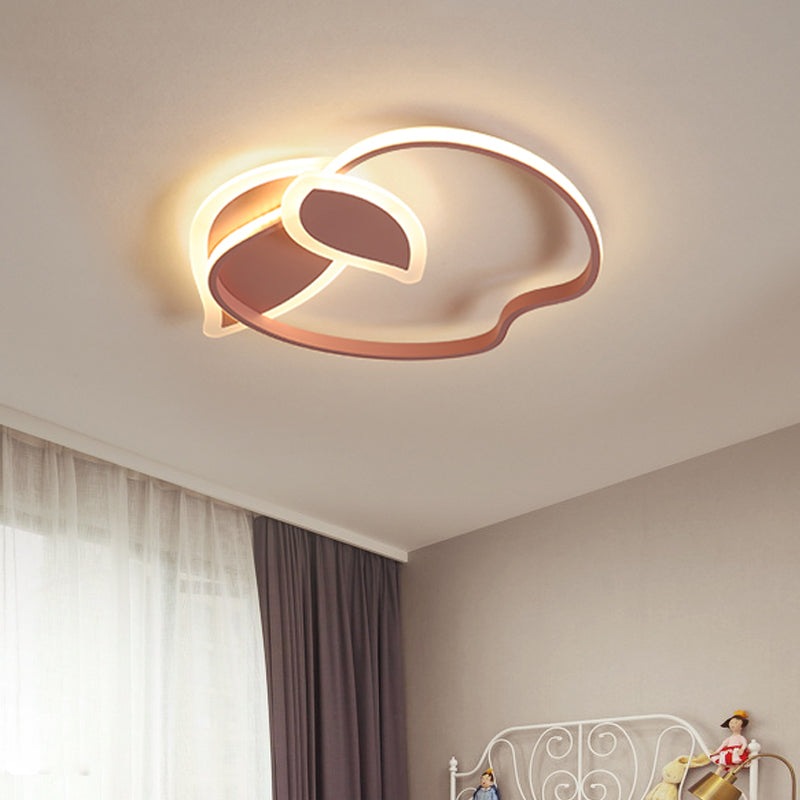 Kids’ Led Flush Mount Ceiling Lighting With Apple Aluminum Frame - Pink/White/Black Options