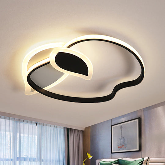 Kids Led Flush Mount Ceiling Lighting With Apple Aluminum Frame - Pink/White/Black Options Black