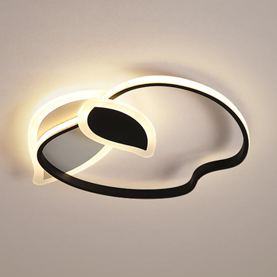 Kids Led Flush Mount Ceiling Lighting With Apple Aluminum Frame - Pink/White/Black Options