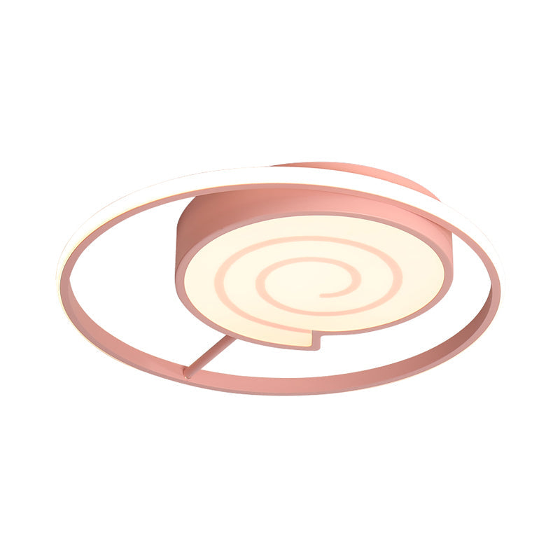 Kids Lolly Candy Pink Led Flush - Mount Ceiling Light For Children’s Rooms