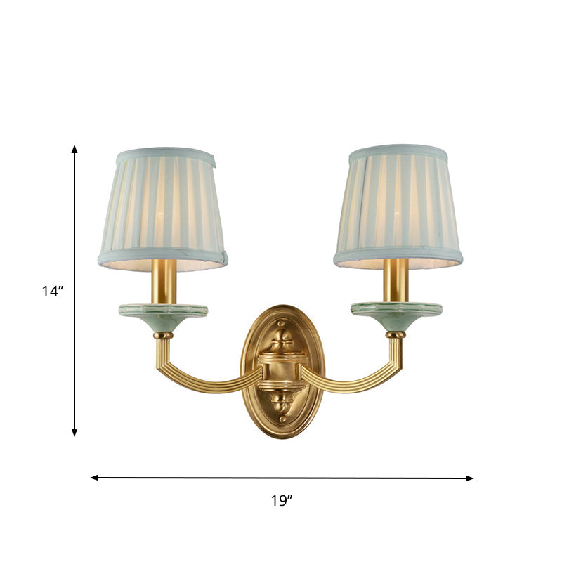 Rustic Drum Wall Mount Light - Countryside 1/2-Head Sconce Lamp In Brass