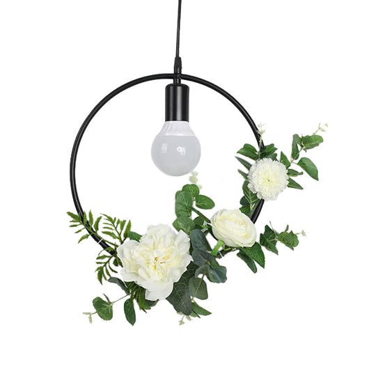 Artificial Flower Pendant With Loft Style Iron Frame - Triangle Round Square Design