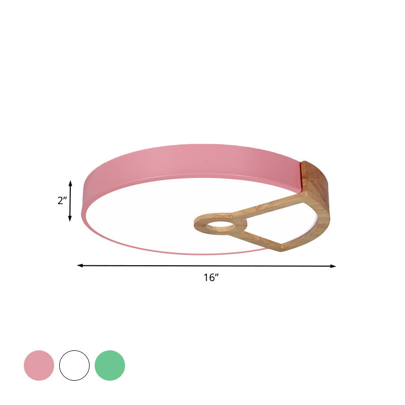 Macaron White/Pink/Blue - Wood Led Ceiling Light Fixture For Bedroom - Splicing Round Acrylic Flush