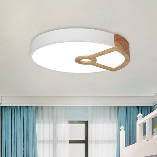 Macaron White/Pink/Blue - Wood Led Ceiling Light Fixture For Bedroom - Splicing Round Acrylic Flush