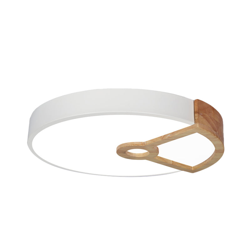 Macaron White/Pink/Blue - Wood Led Ceiling Light Fixture For Bedroom - Splicing Round Acrylic Flush