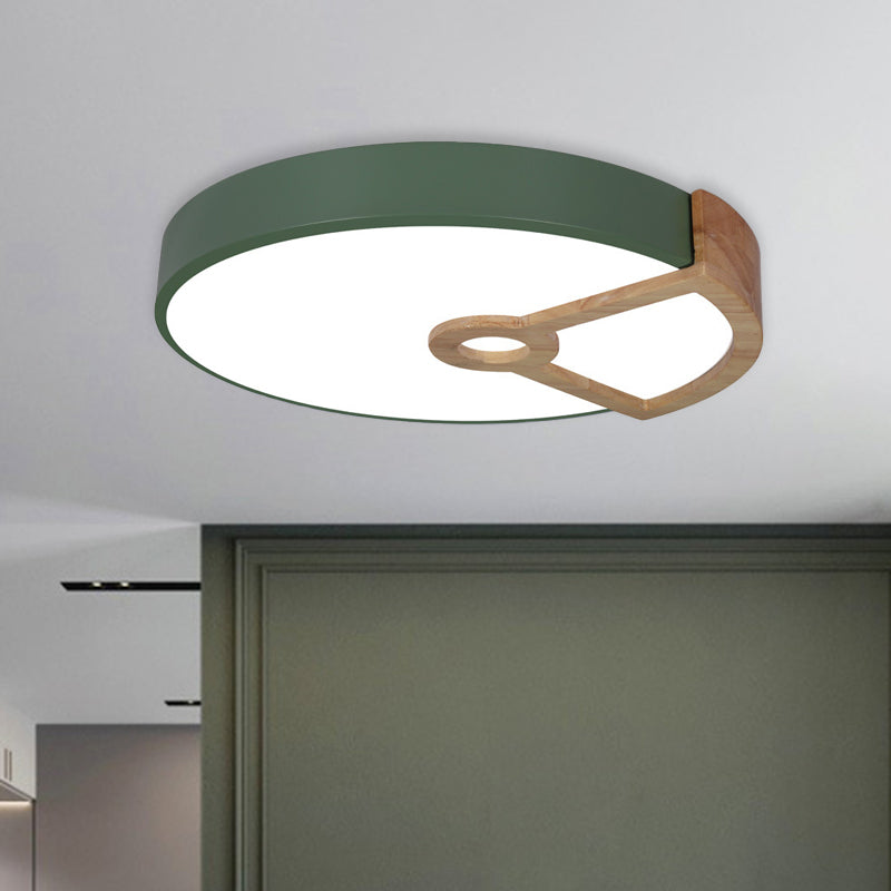 Macaron White/Pink/Blue-Wood Led Ceiling Light Fixture For Bedroom - Splicing Round Acrylic Flush