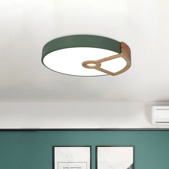 Macaron White/Pink/Blue-Wood Led Ceiling Light Fixture For Bedroom - Splicing Round Acrylic Flush