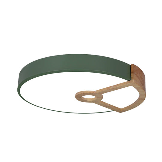 Macaron White/Pink/Blue - Wood Led Ceiling Light Fixture For Bedroom - Splicing Round Acrylic Flush