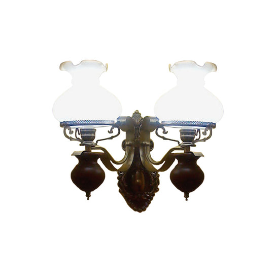 Handmade Opaline Glass Wall Sconce In Bronze - Rustic Style