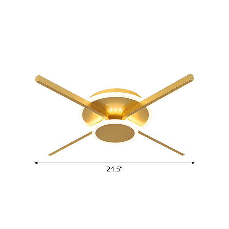 Minimalist Acrylic Led Ceiling Mount Light - Gold 19.5’/24.5’ Wide Bedroom Flush Fixture Warm/White