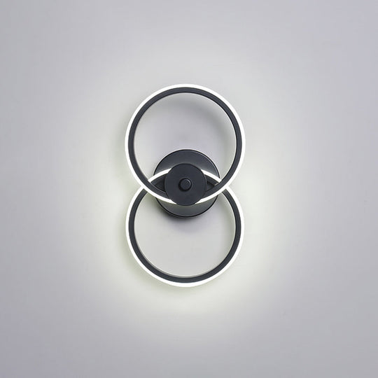 Minimalist Flush Mount Wall Sconce: Ring Acrylic Led Light In Warm/White Black / White
