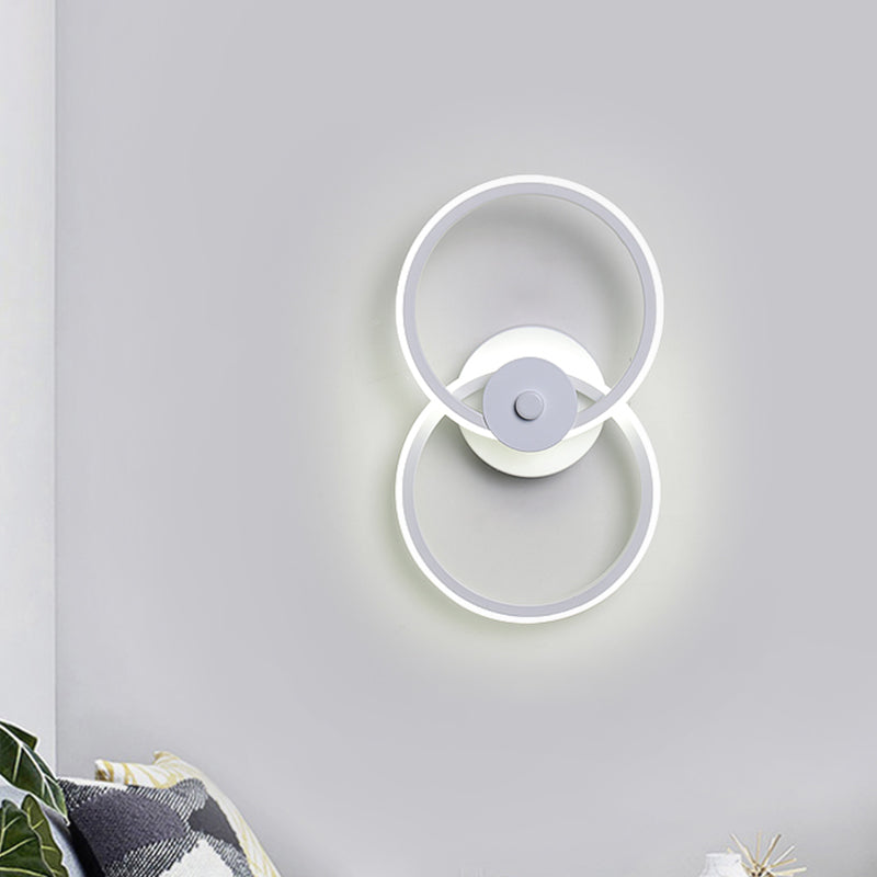 Minimalist Flush Mount Wall Sconce: Ring Acrylic Led Light In Warm/White White /