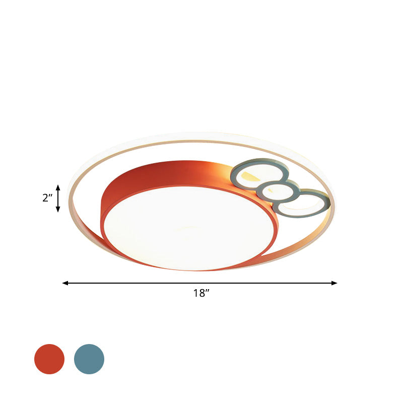 Kids Led Ceiling Light With Bow Design In Pink/Blue Finish Warm/White Available 18/23 Dia