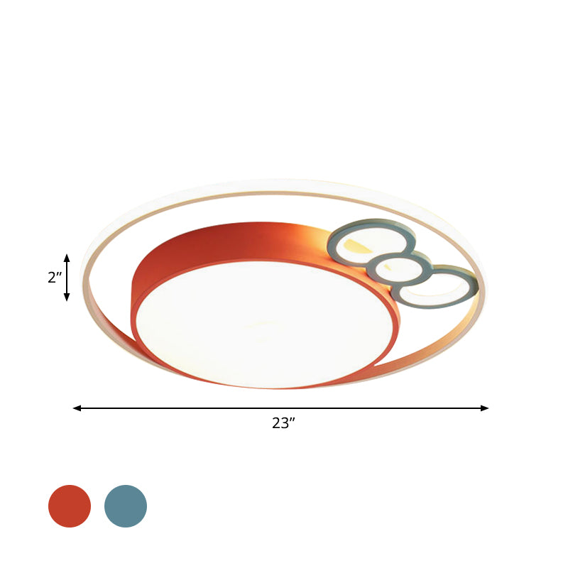 Kids Led Ceiling Light With Bow Design In Pink/Blue Finish Warm/White Available 18/23 Dia