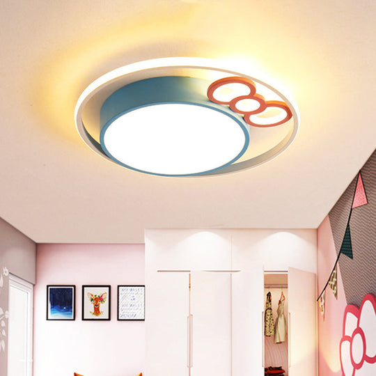 Kids Led Ceiling Light With Bow Design In Pink/Blue Finish Warm/White Available 18’/23’ Dia