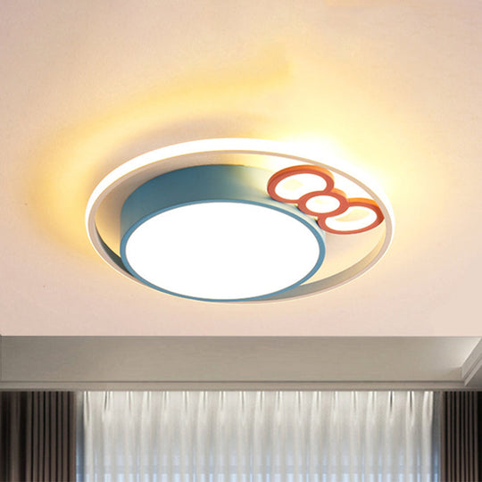 Kids Led Ceiling Light With Bow Design In Pink/Blue Finish Warm/White Available 18/23 Dia