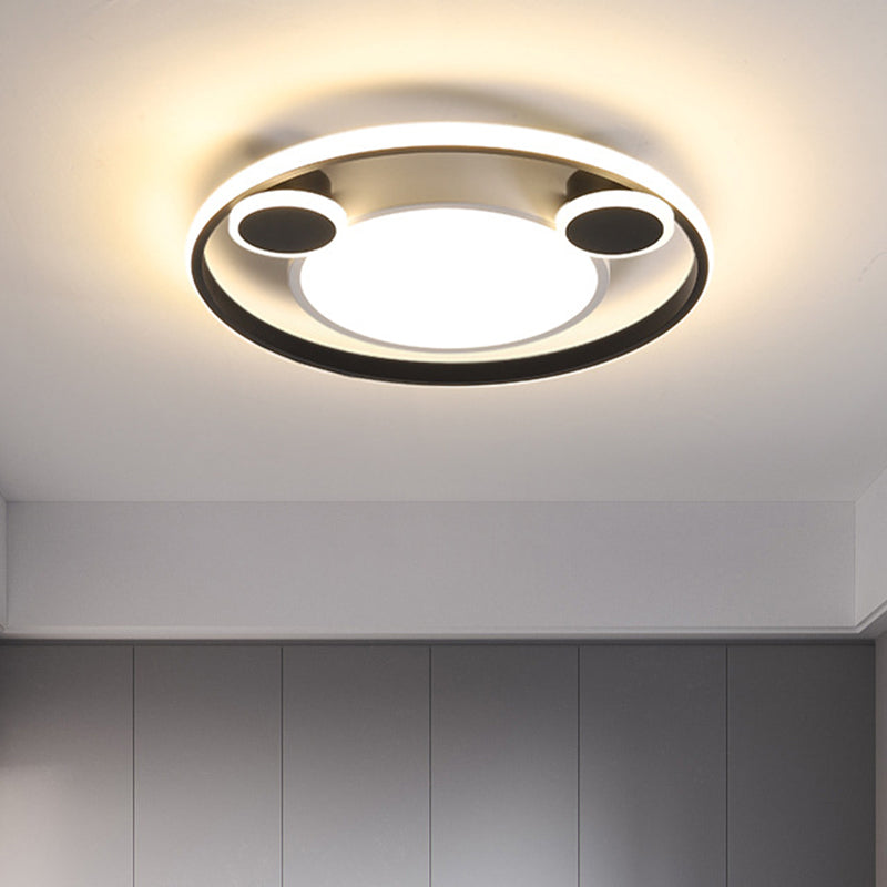 Nordic Led Circle Ceiling Flush Mount Lighting In White/Black - 16.5/20.5 Diameter White/Warm Light
