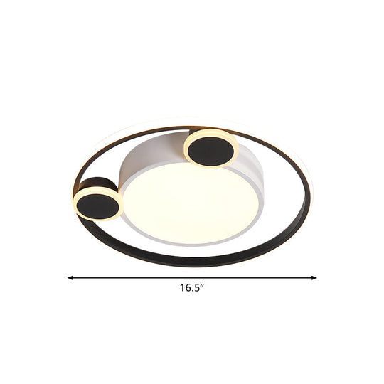 Nordic Led Circle Ceiling Flush Mount Lighting In White/Black - 16.5’/20.5’ Diameter White/Warm