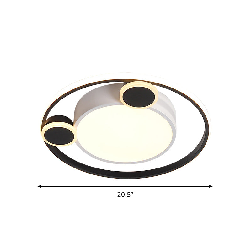 Nordic Led Circle Ceiling Flush Mount Lighting In White/Black - 16.5/20.5 Diameter White/Warm Light
