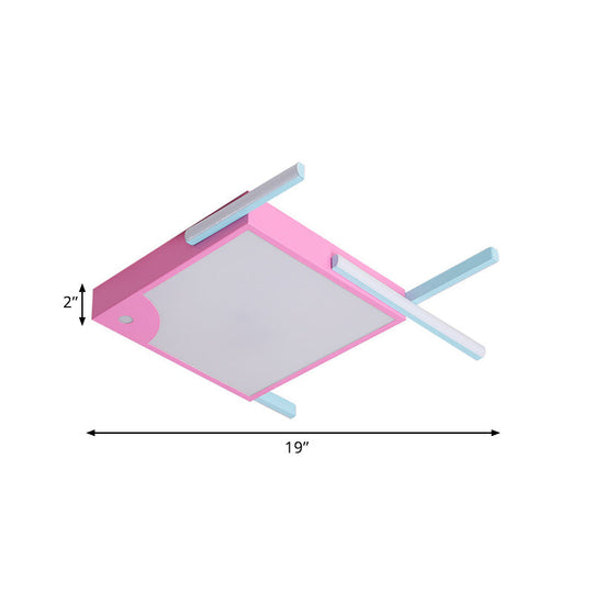 Metallic Fish Shaped Led Flush Mount Ceiling Light In White/Warm - Pink Cartoon Design