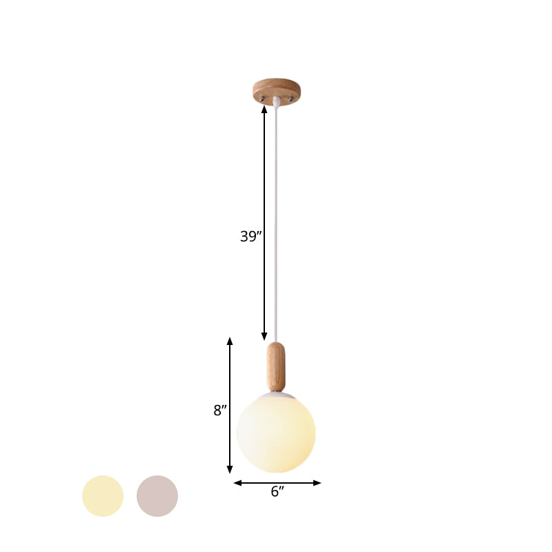 Sleek Kitchen Pendant Light: White/Cognac Glass Minimalist Design With Wood Grip