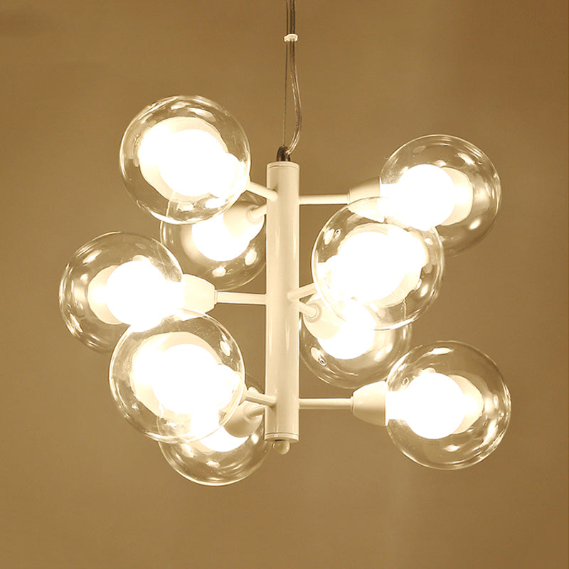 Modernist Double Bubble Chandelier - White | 9 Bulbs Translucent Glass Suspension Pendant