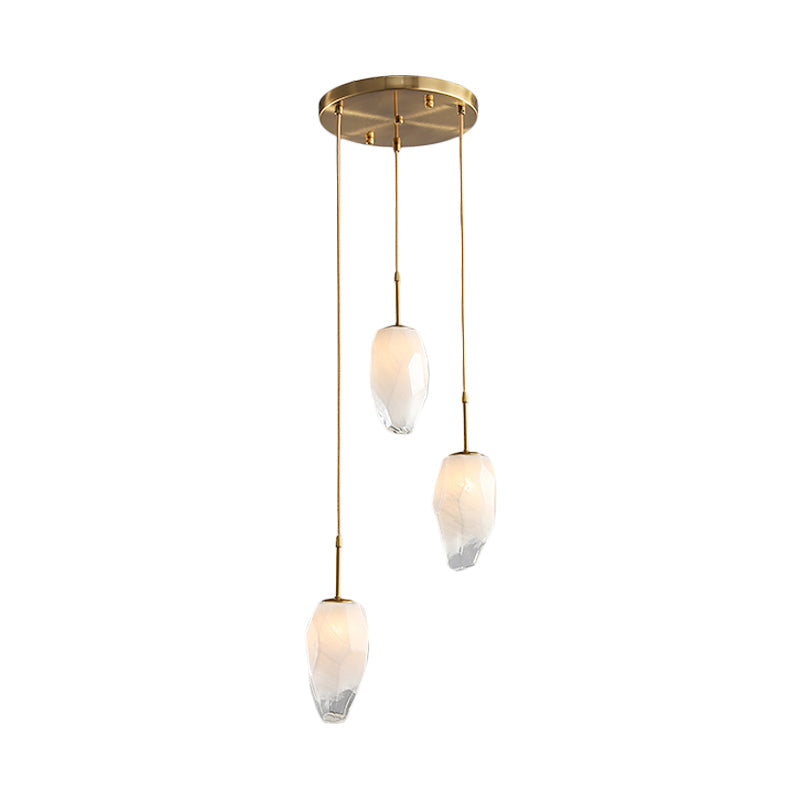Modern Cluster Pendant With Frosted White Glass And Gold Finish For Stone Dining Tables