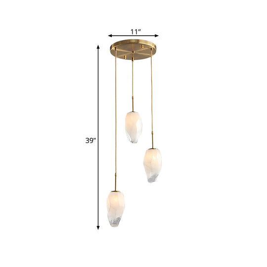 Modern Cluster Pendant With Frosted White Glass And Gold Finish For Stone Dining Tables
