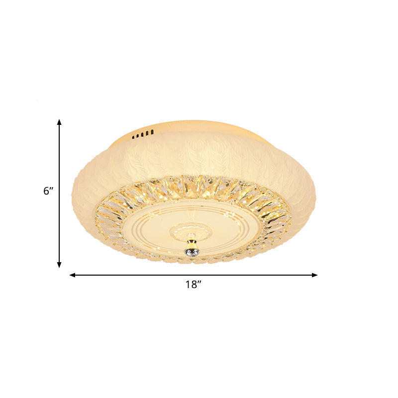 Contemporary Crystal Led Ceiling Mount Light - Gold Finish Round Design Flushmount For Living Room