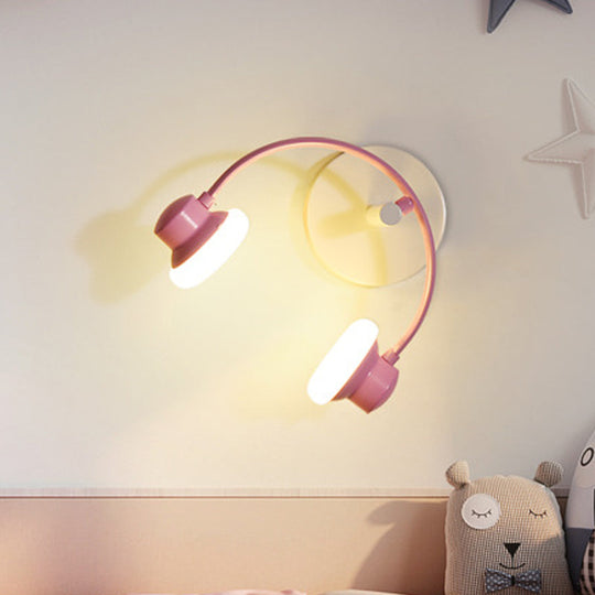 Childrens Creative Headphone Wall Light Kit - Acrylic Led Sconce Lighting In Blue/Pink