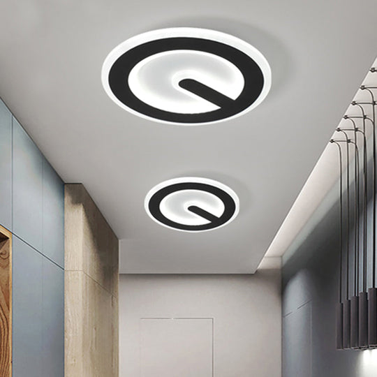 Minimalist Circular Led Ceiling Flush Mount Light In Black With Warm/White Acrylic Lighting -