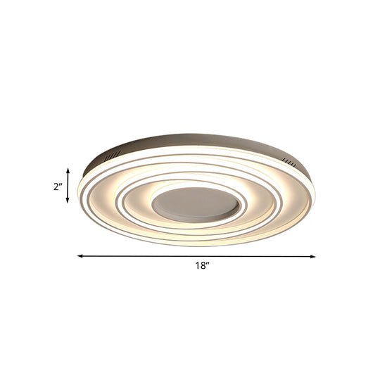 Simple 2-Loop Acrylic Ceiling Light Led Flush Lamp For Bedroom - 18/23 Width Mountable White