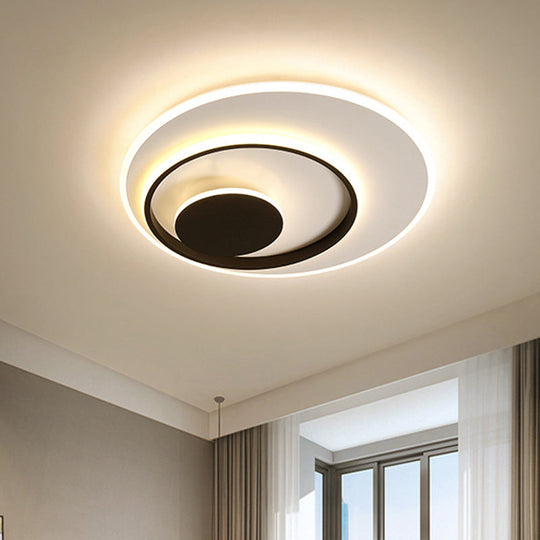 Minimalist Acrylic Circle Ceiling Led Flush Mount Light In White/Warm 16/19.5 Wide Black-White / 16